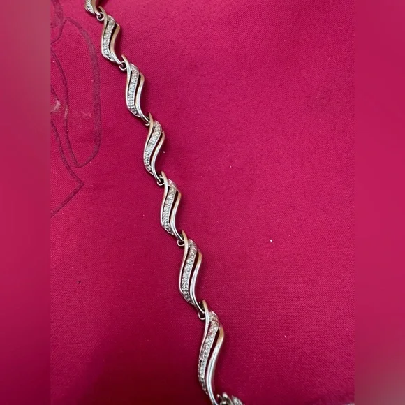 Real natural diamond on sterling silver 7.5” Kay jeweler bracelet - Picture 13 of 17